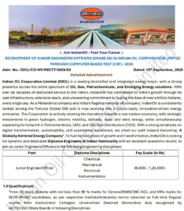 IOCL JE Recruitment 2025