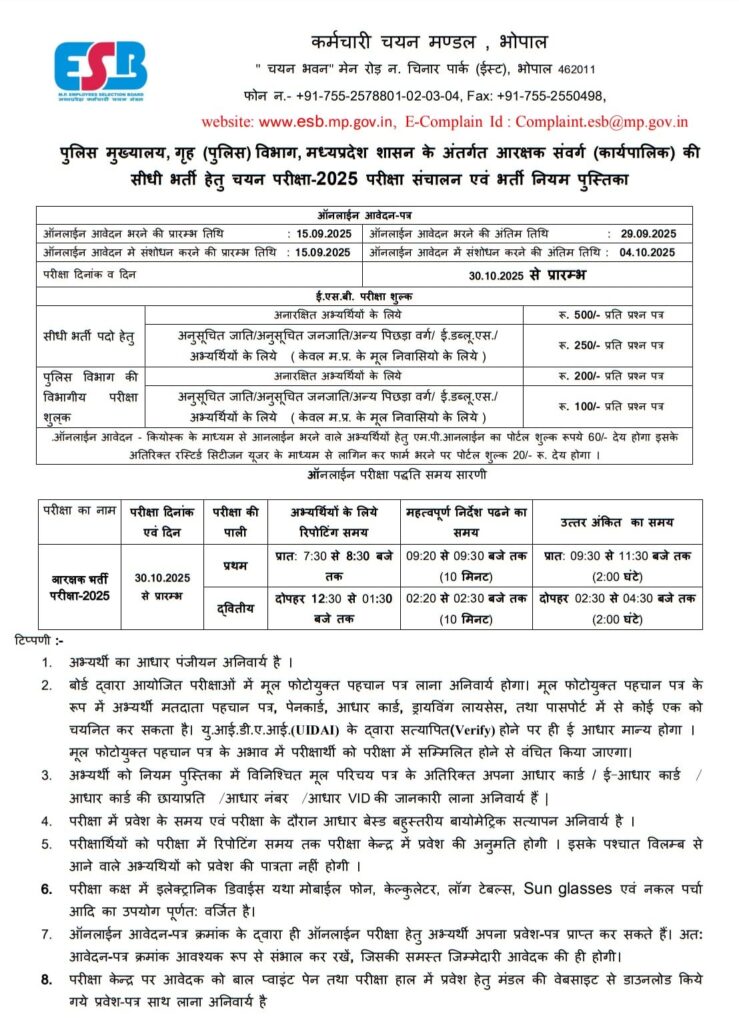 MP Police Constable Recruitment 2025