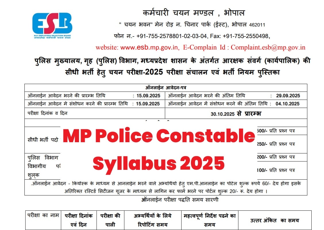 MP Police Constable Syllabus 2025