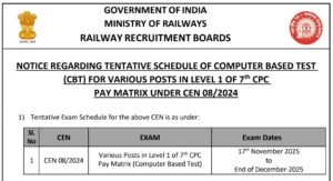 RRB Group D Exam Date 2025