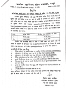 Rajasthan police constable exam date 2025