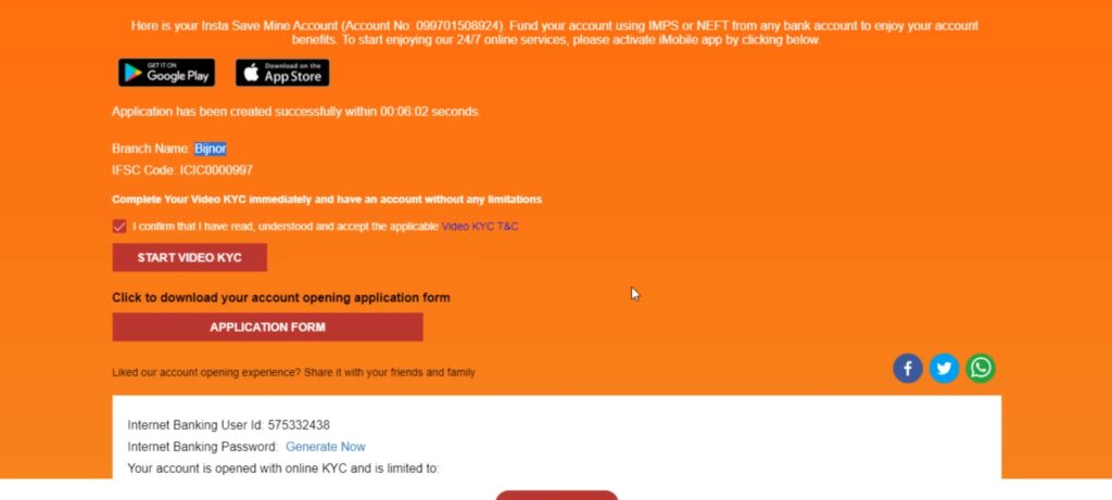 ICICI Zero Balance Account Opening Online