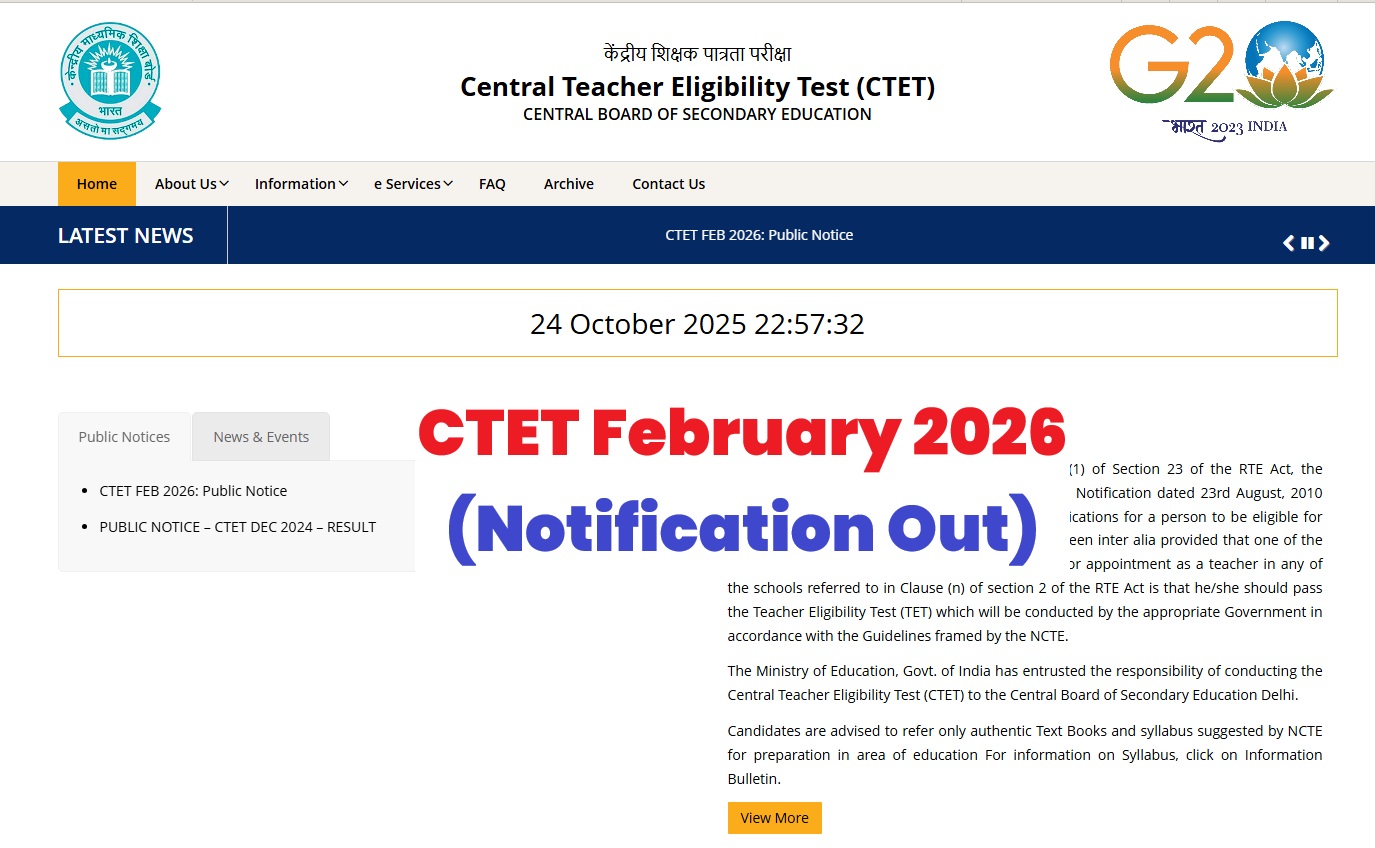 CTET February 2026 (Notification Out)
