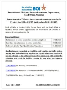 Bank of India SO Recruitment 2025