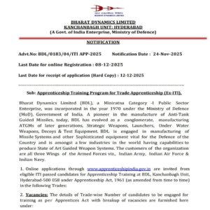 Bharat Dynamics Apprentices Recruitment 2025