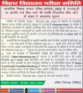 Bihar STET Answer Key 2025