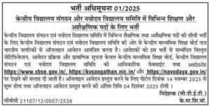 KVS NVS Recruitment 2025