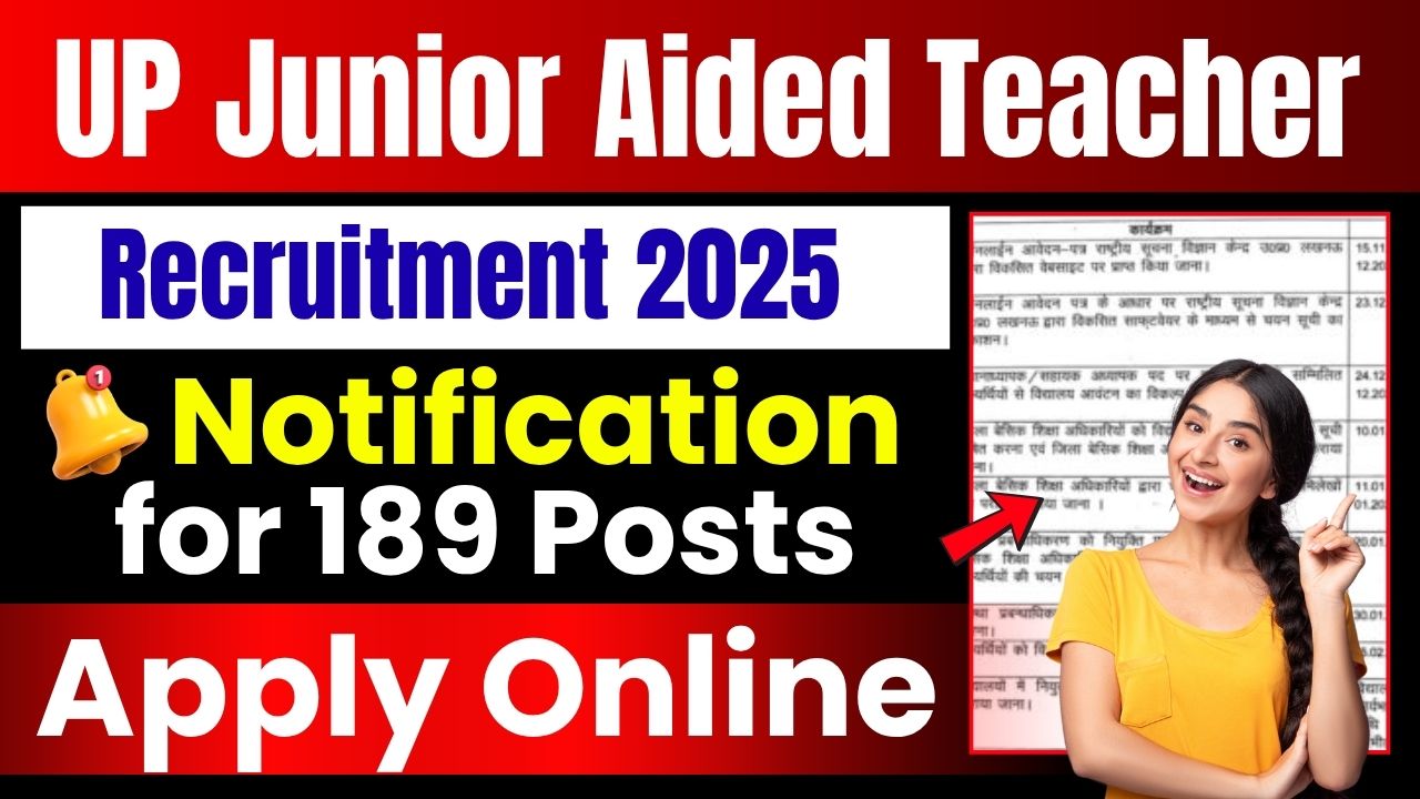 UP Junior Aided Teacher Recruitment 2025