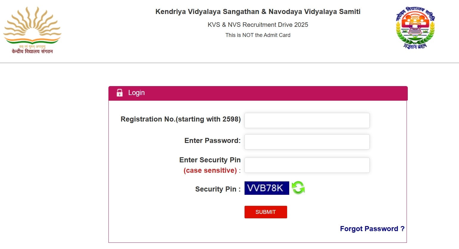 KVS NVS City Intimation Slip 2026