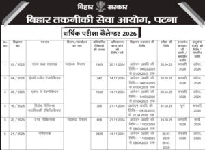 BTSC Exam Calendar 2026