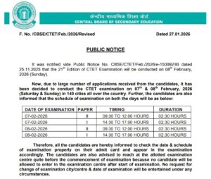 CTET Exam Date 2026