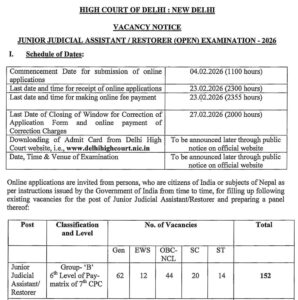 Delhi High Court JJA Recruitment 2026