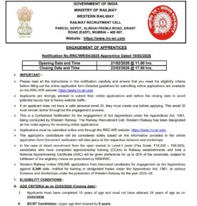 RRC WR Apprentice Recruitment 2026