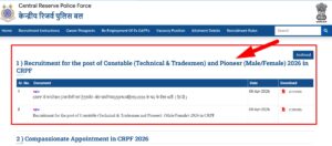 CRPF Tradesman Recruitment 2026
