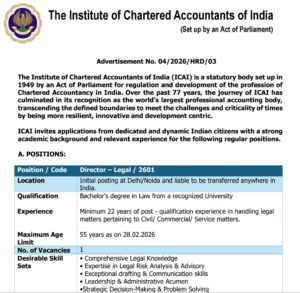 ICAI Executive Officer Recruitment 2026