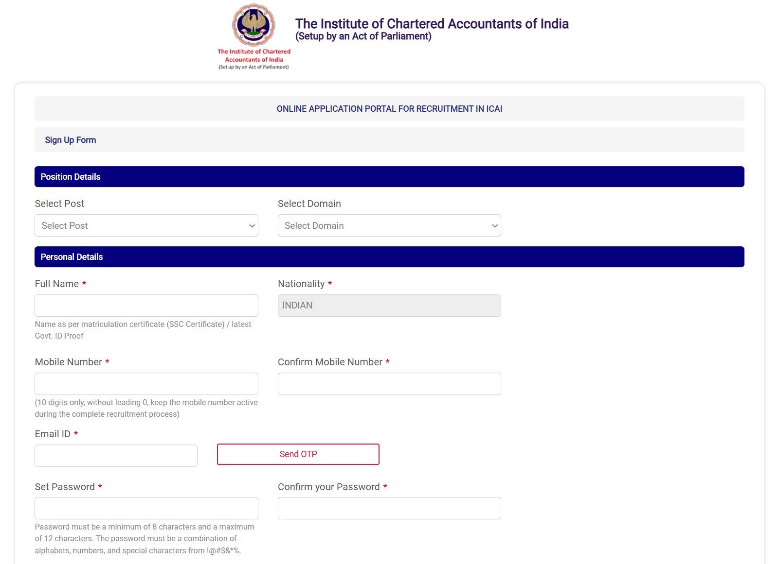 ICAI Executive Officer Recruitment 2026 Apply Online