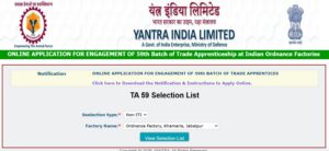 Yantra India Limited Apprentice Result