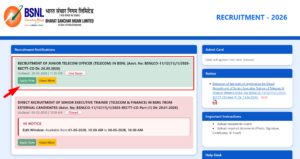 BSNL Junior Telecom Officer (JTO) Recruitment 2026