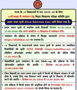 Bihar Board Inter 1st Merit List 2026