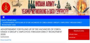 Indian Army CSBO Grade-II Group C Recruitment 2026