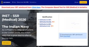 Indian Navy SSR Medical Admit Card 2026