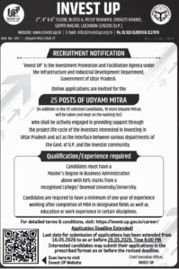 Invest UP Udyami Mitra Recruitment 2026