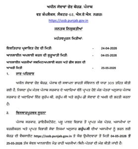 PSSSB Veterinary Inspector Recruitment 2026