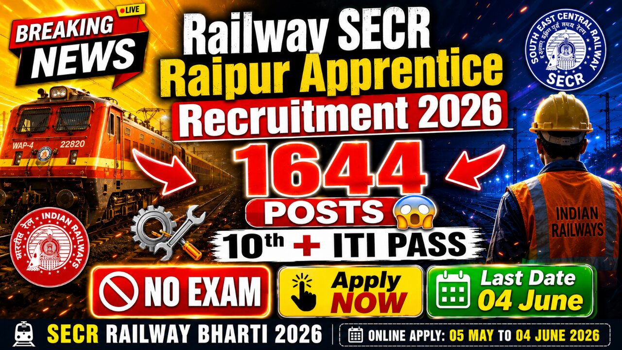 Railway SECR Raipur Apprentice Recruitment 2026