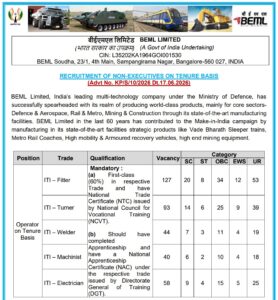 BEML Operator Recruitment 2026 Notification
