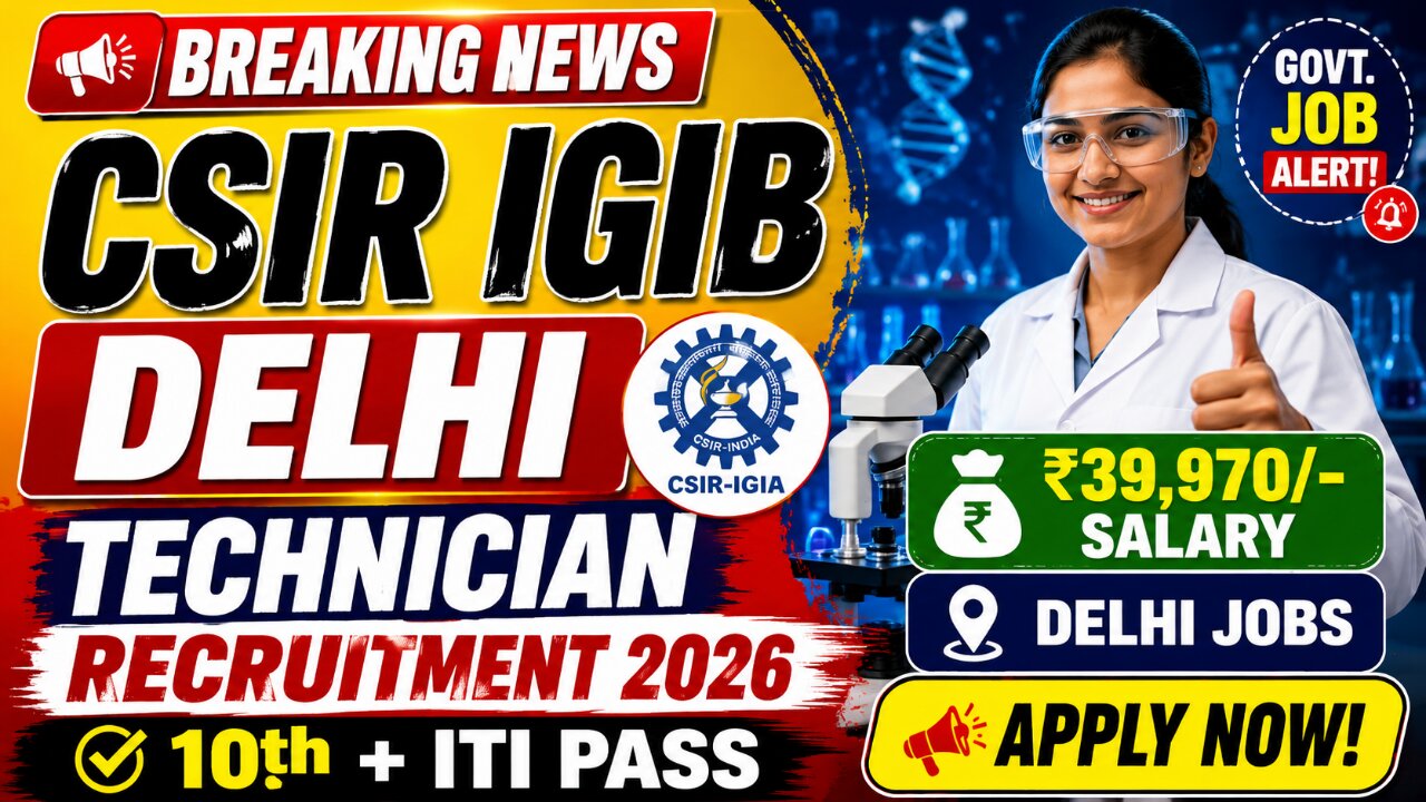 CSIR IGIB Delhi Technician Recruitment 2026