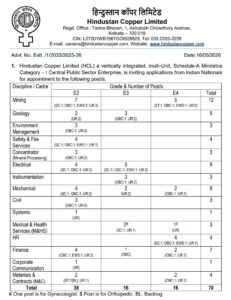 Hindustan Copper Limited Executive Recruitment 2026