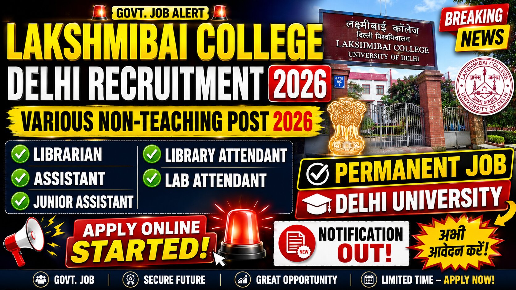 Lakshmibai College Delhi Non Teaching Recruitment 2026