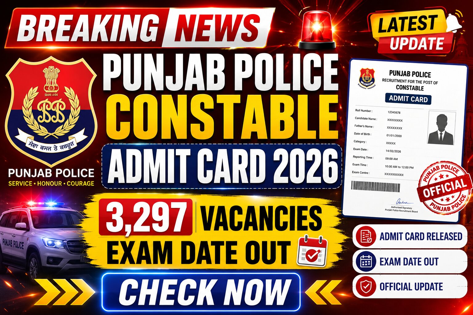 Punjab Police Constable Admit Card 2026